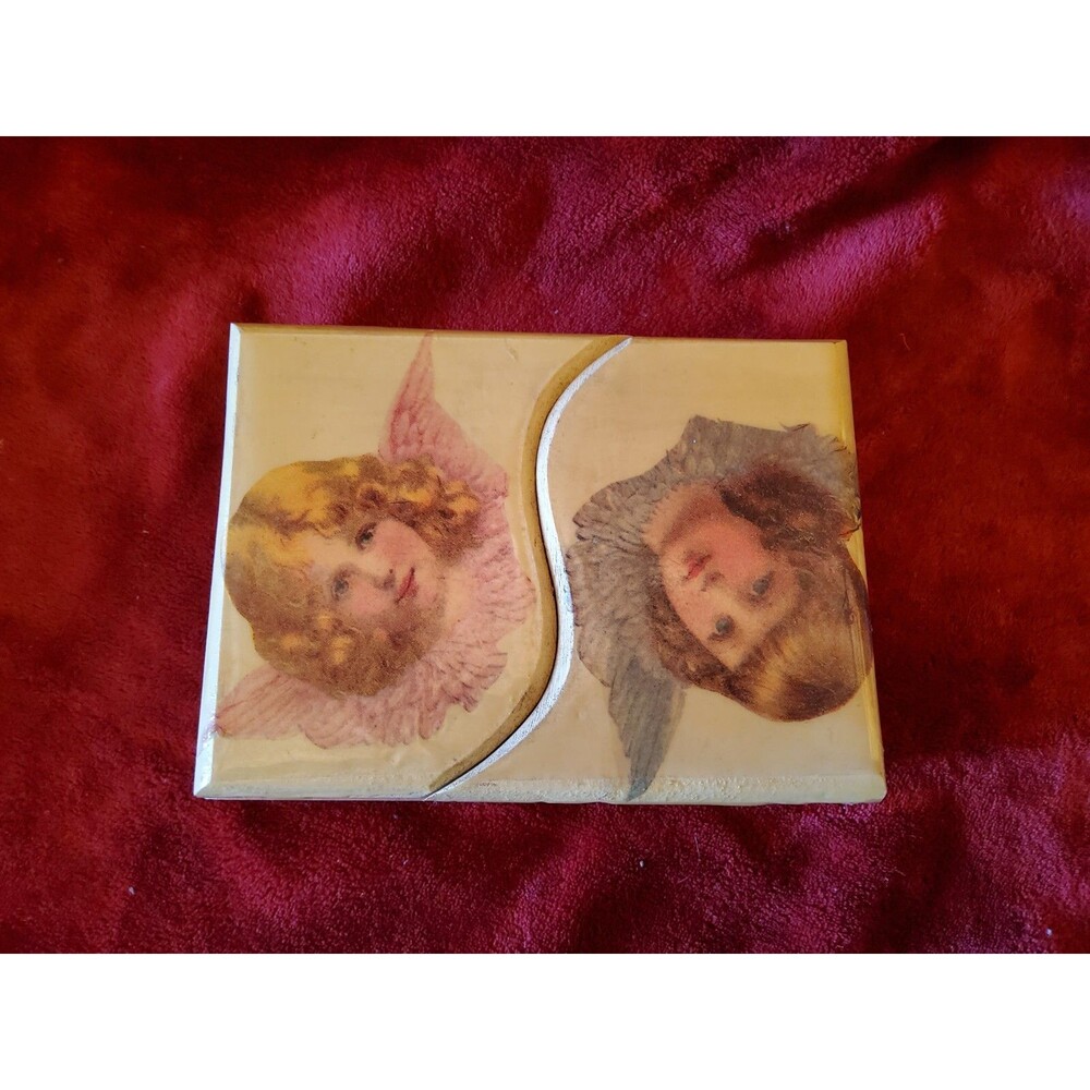 Cherub / Angel Baptism Box Keepsake Box Jewelry Box Possibly Homemade
